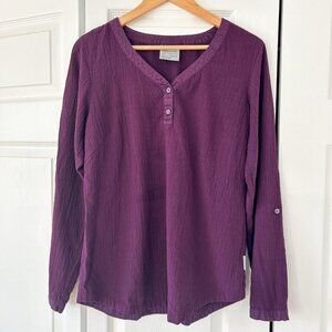 Kathmandu Outdoor ezCARE Long Sleeve Purple V-Neck Henley Top Womens Size 12